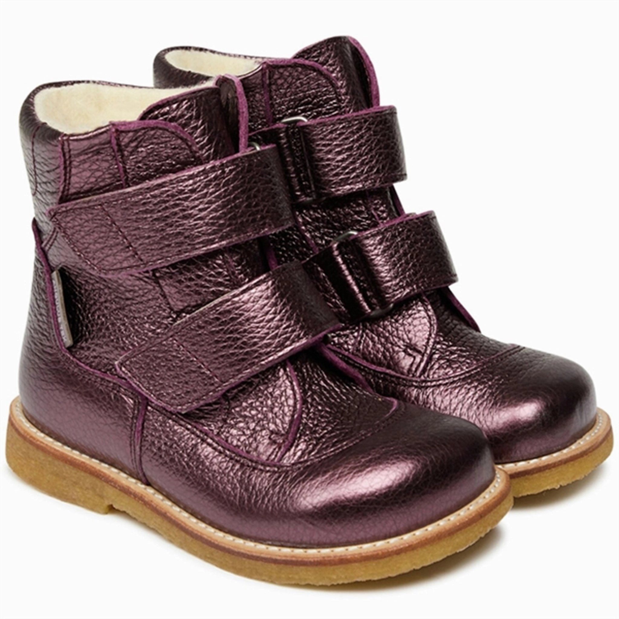 Comfort Lining Daily Walks Protective Finish Comfort Seeker Angulus Tex Boots w Velcro Plum Shine