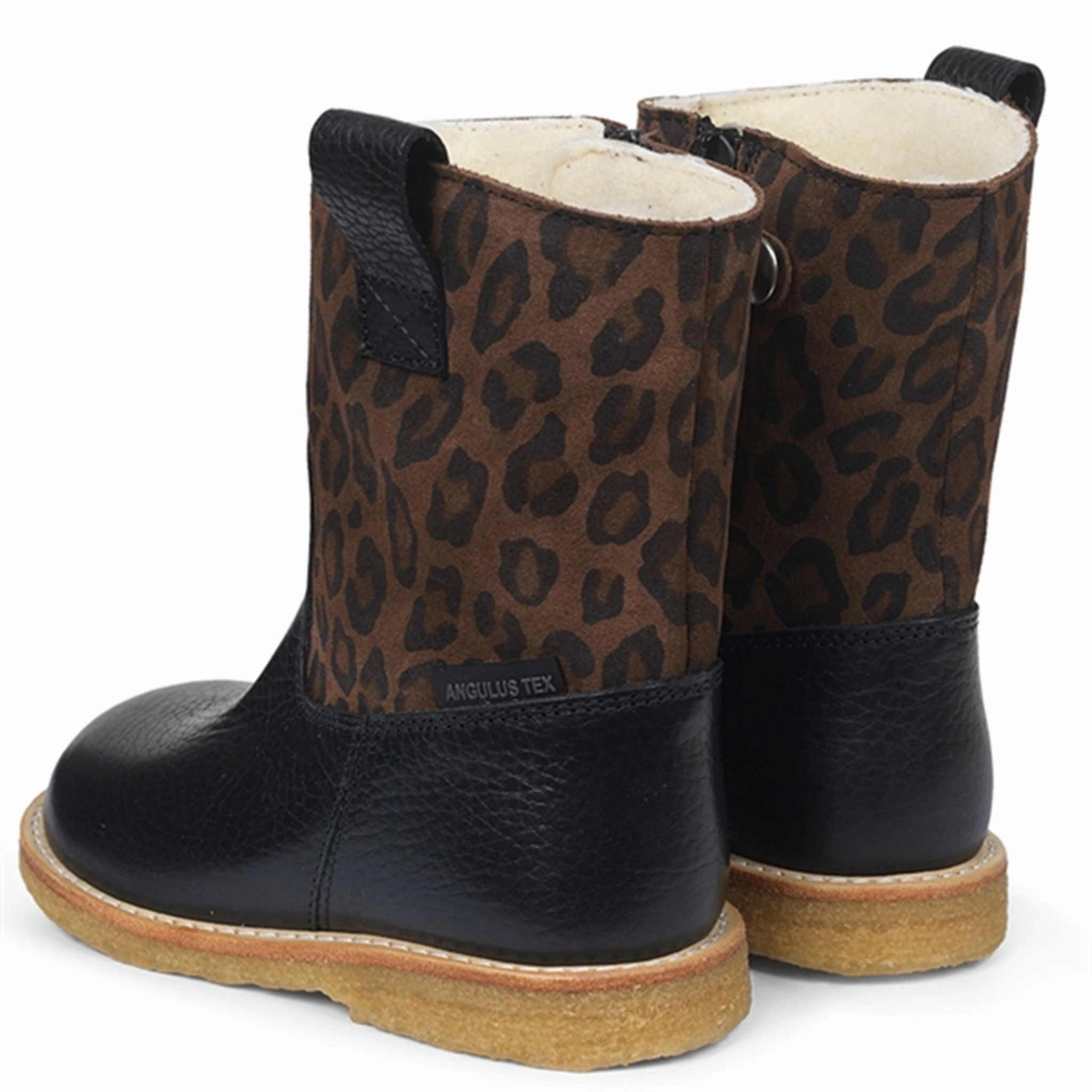 Cushioned Step River Crossing All Weather City Walking Angulus Tex-Boots w. Zipper Black/Brown Leo