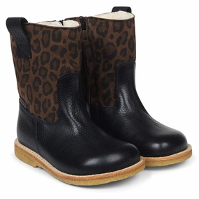 Blue Sky Angulus Tex-Boots w. Zipper Black/Brown Leo