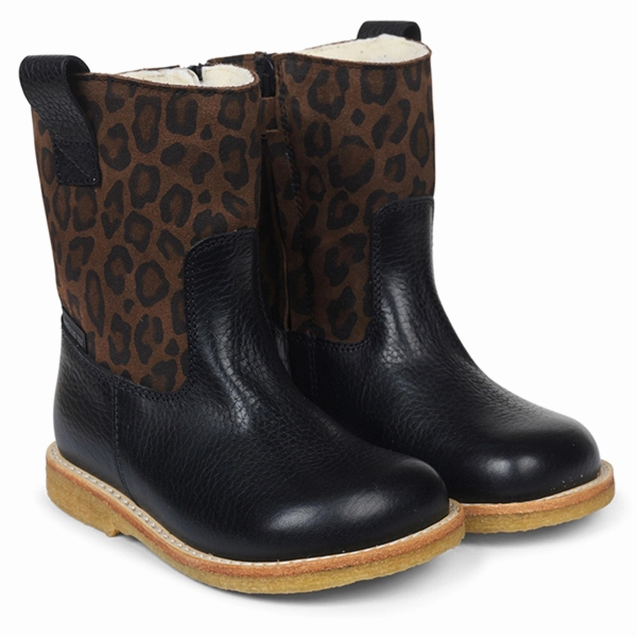 Blue Sky Angulus Tex-Boots w. Zipper Black/Brown Leo