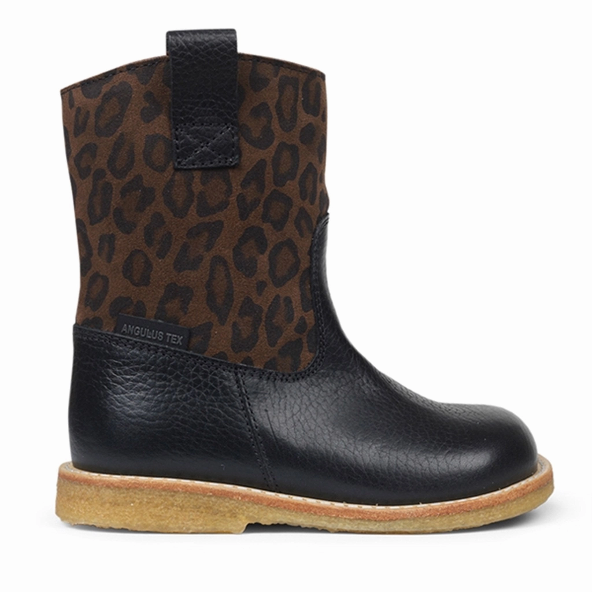 Angulus Tex-Boots w. Zipper Black/Brown Leo Anti Slip