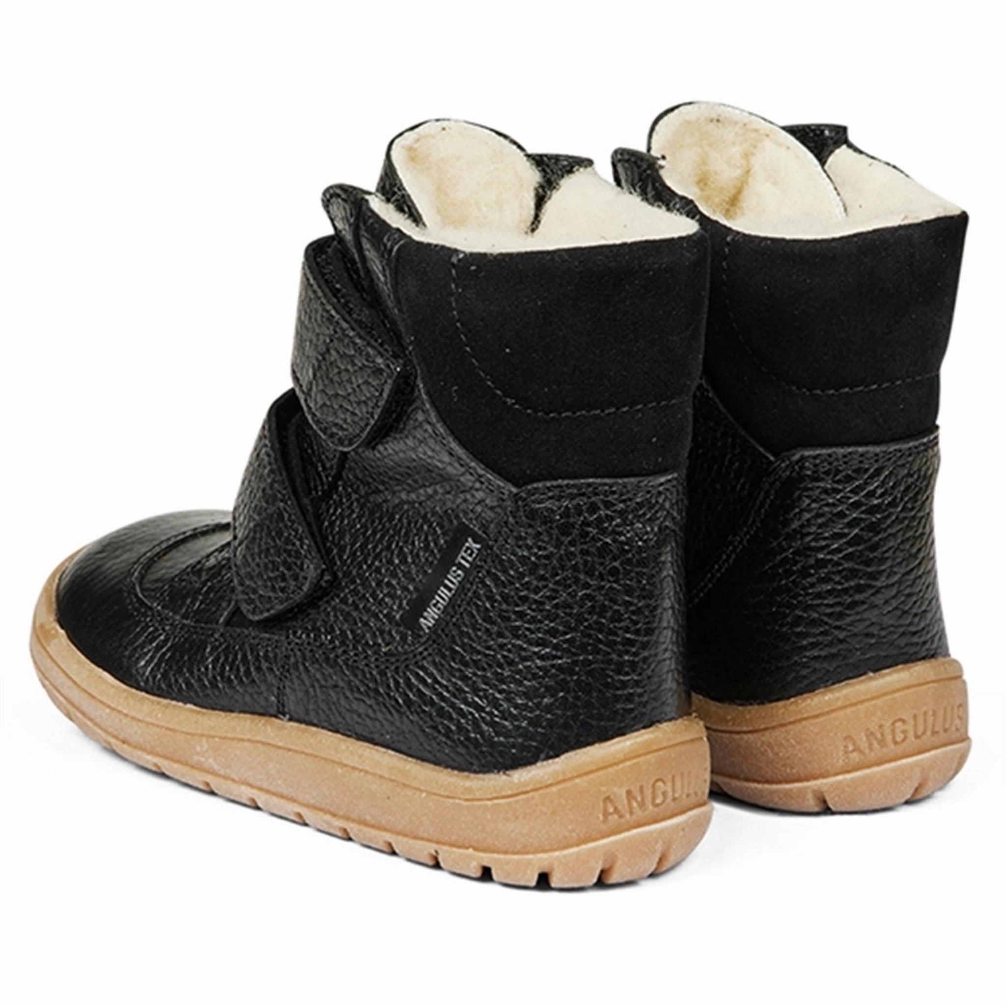 Textured Grip Pattern buckle Angulus Tex-Boots With Velcro Black