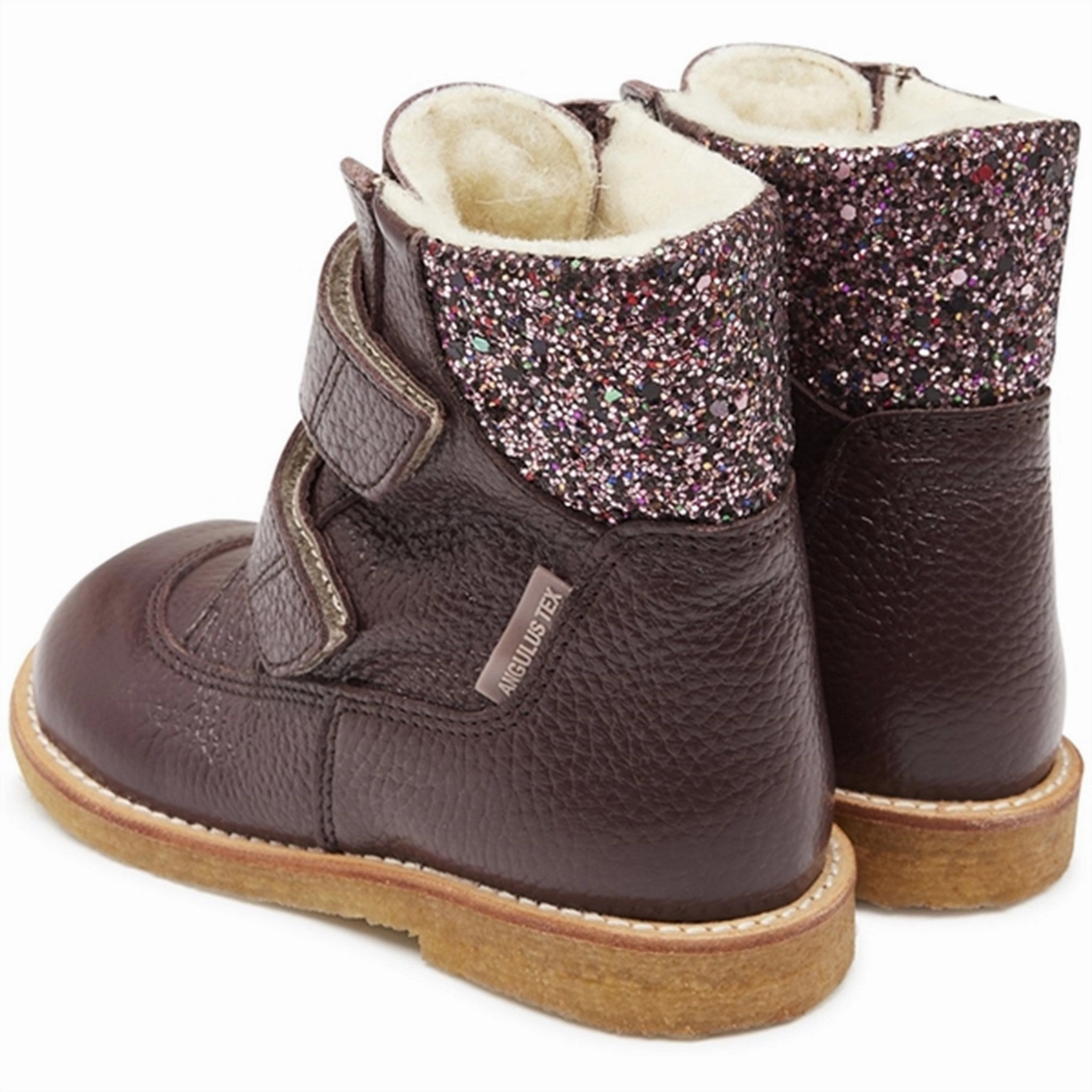 Angulus Tex-Boots With Velcro Bordeaux/Bordeaux Multi Glitter Hard Ground