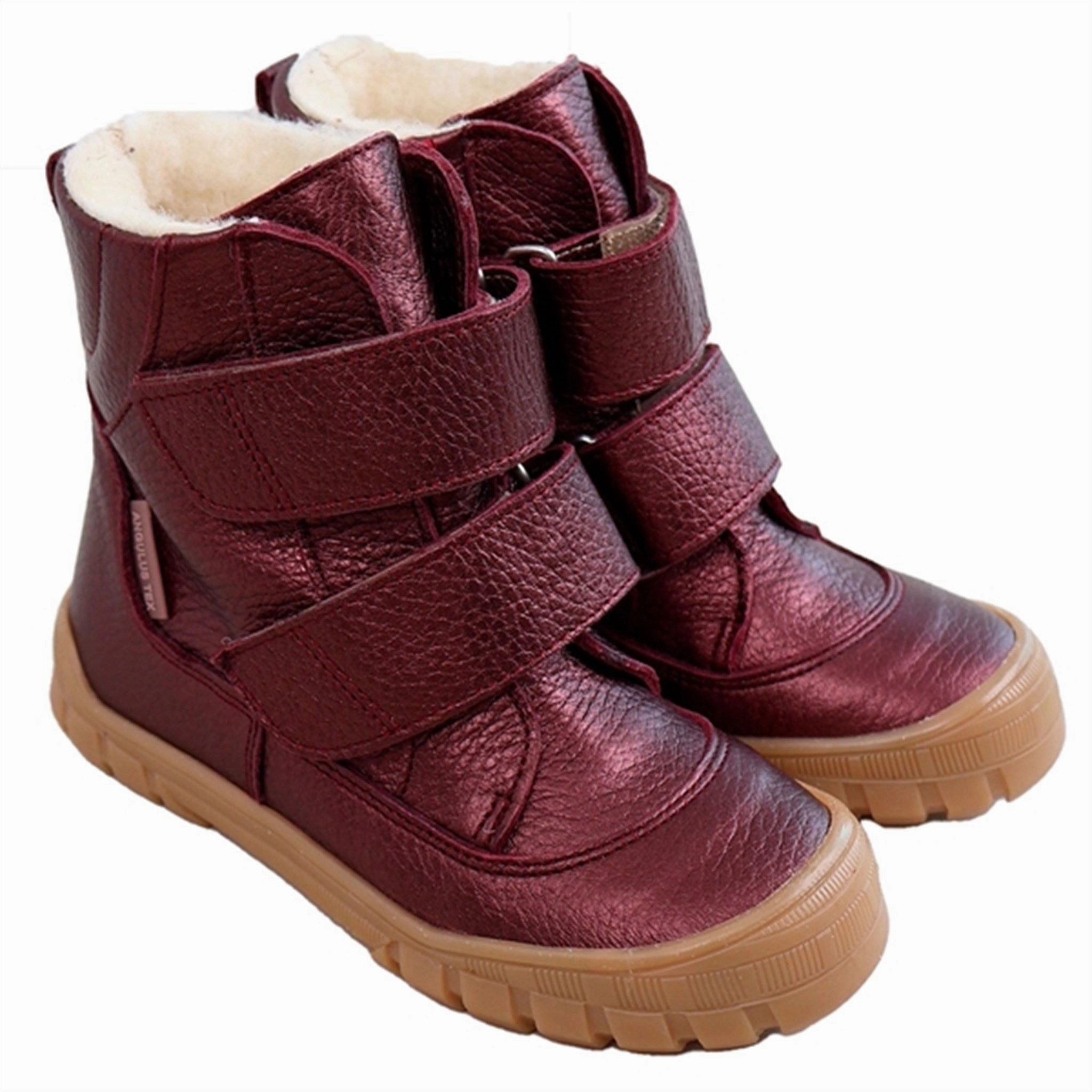 Angulus Tex-Boots With Velcro Bordeaux Shine Rock Star Comfort Lining All Day Wear