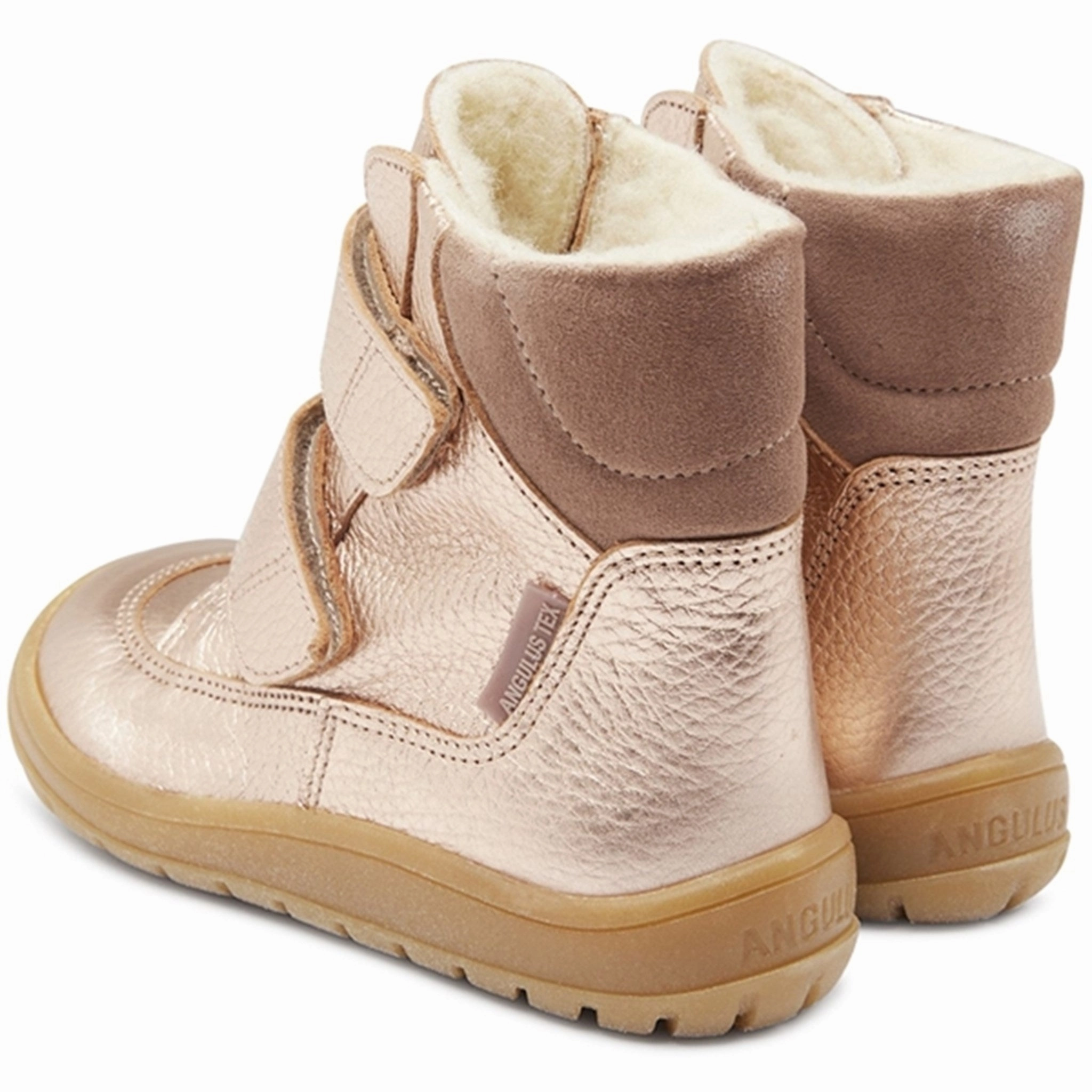 Angulus Tex-Boots With Velcro Ligth Copper/Pale Mauve Warm Comfort Leather Material