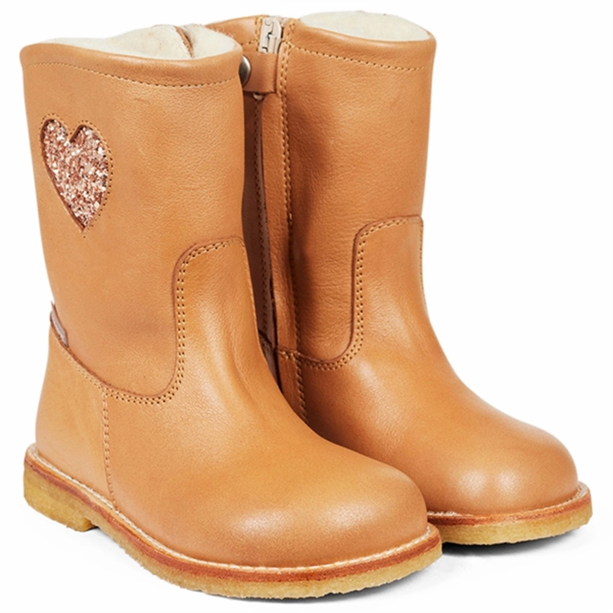 Angulus Tex-Boots With Zipper Almond/Maple Glitter lightweight materials Zip Edge