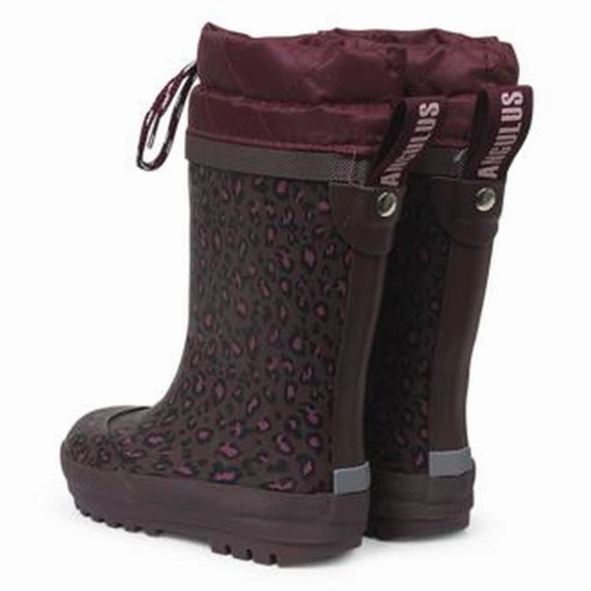 Angulus Thermo Rainboots Plum Leo Print Thermal Regulating Layer Earth Tones