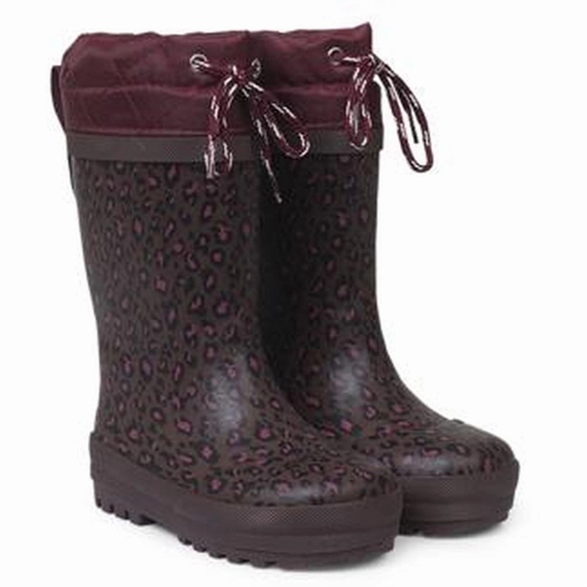 Angulus Thermo Rainboots Plum Leo Print Rugged Built Rural Traveler Toe Protection