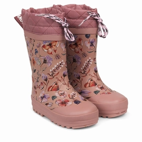 Seamless Comfort All Day Wear Cold Proof Angulus Thermo Rubber Boots Butterfly Print