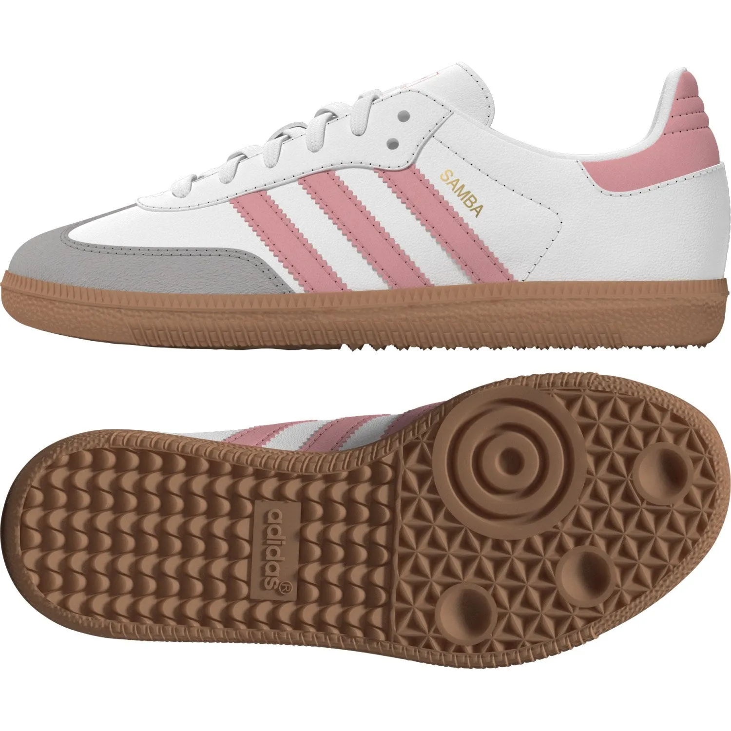 adidas Originals Ftwr White/Semi Pink Spark/Gum 3 Samba Og C Sneakers Flat Lace Trail Performance