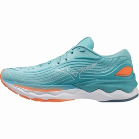 Mizuno Wave Skyrise 4 Womens Running Shoes - Blue curved track running wear well - designed