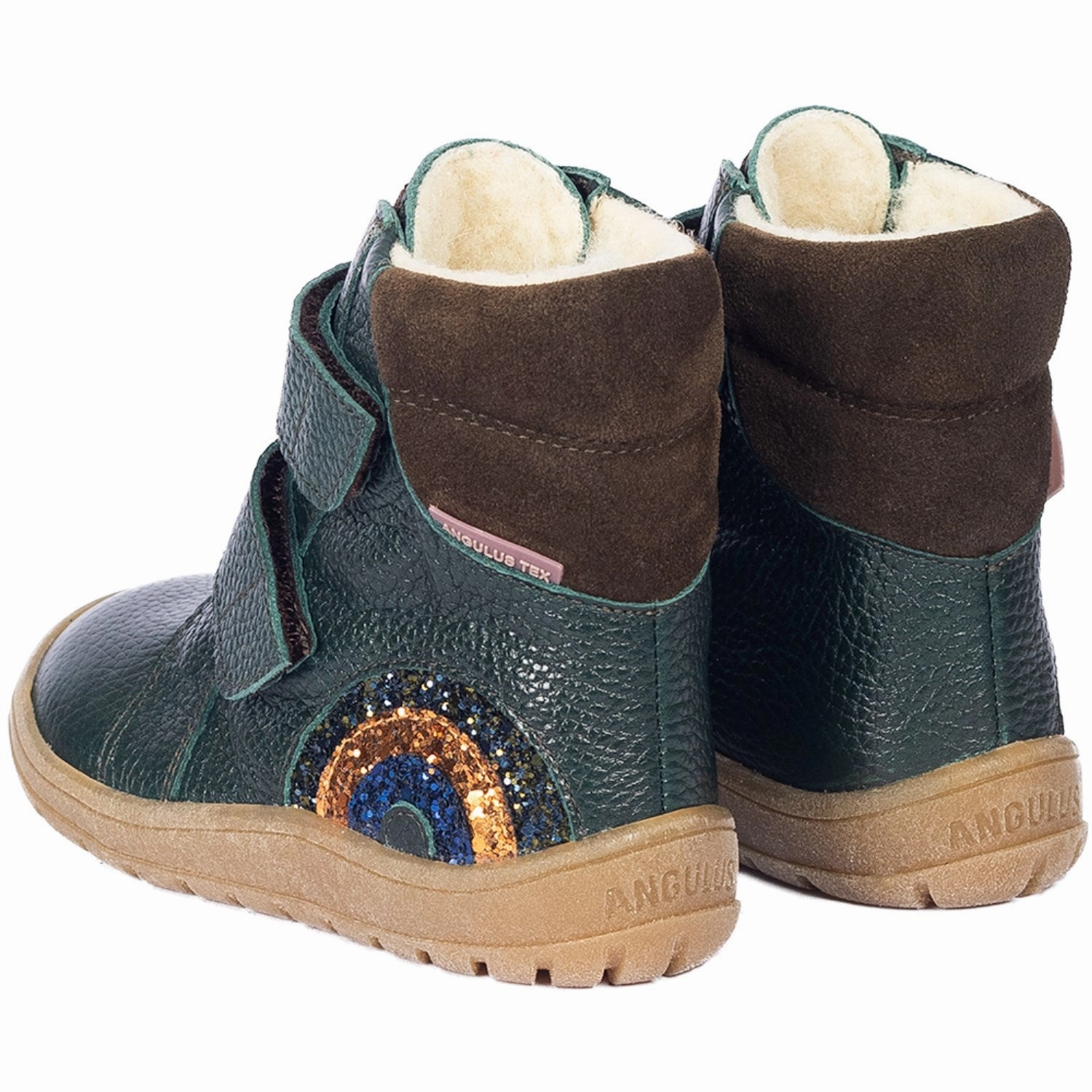 Angulus Deep Teal/Forrest/Glitter Tex Boot with Sparkling Glitter Rainbow Unisex Cool Eco Material Functional Minimalist