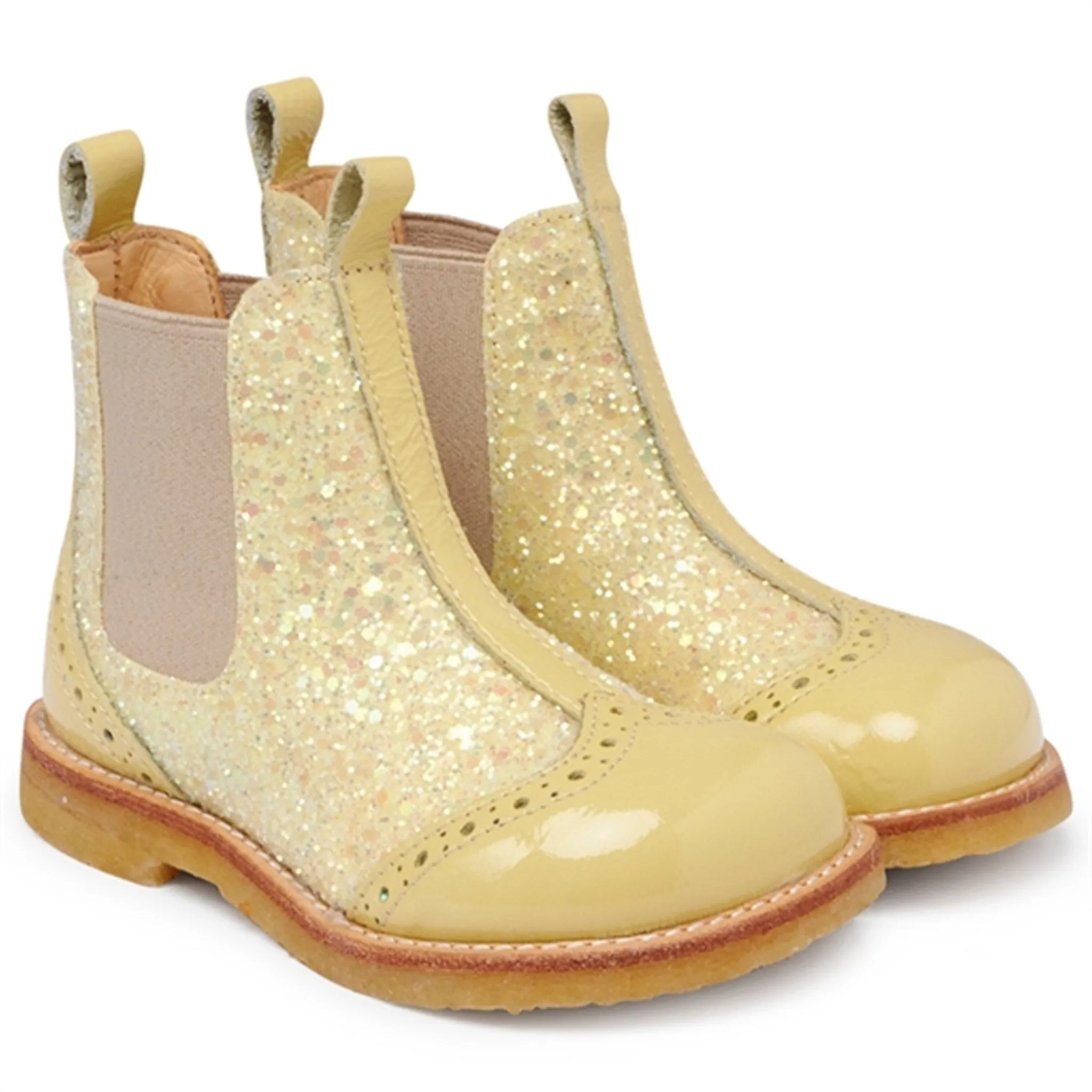 Angulus Chelsea W. Elastic Band Light Yellow/Light Yellow Glitter/Beige Power Step