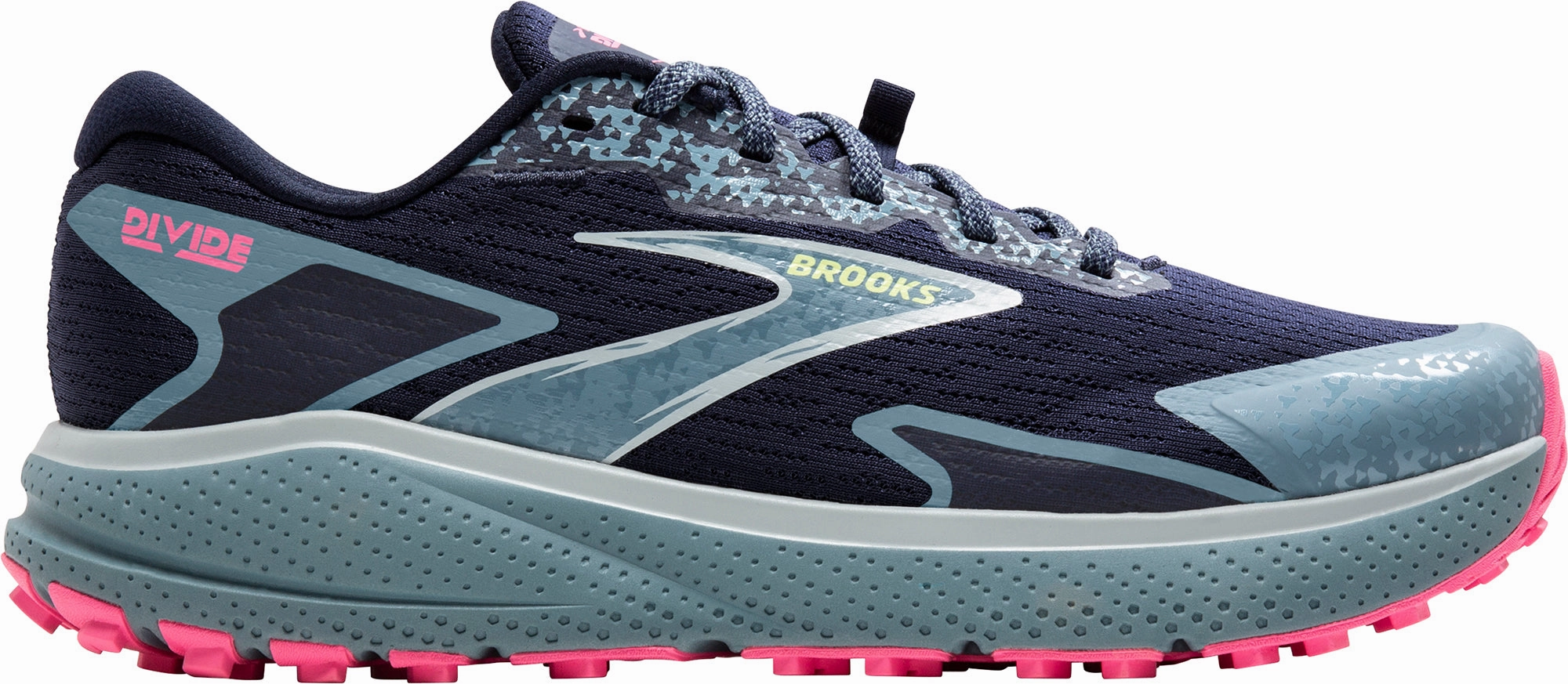 Microfiber Collar Brooks Divide 5 Womens Trail Running Shoes - Blue