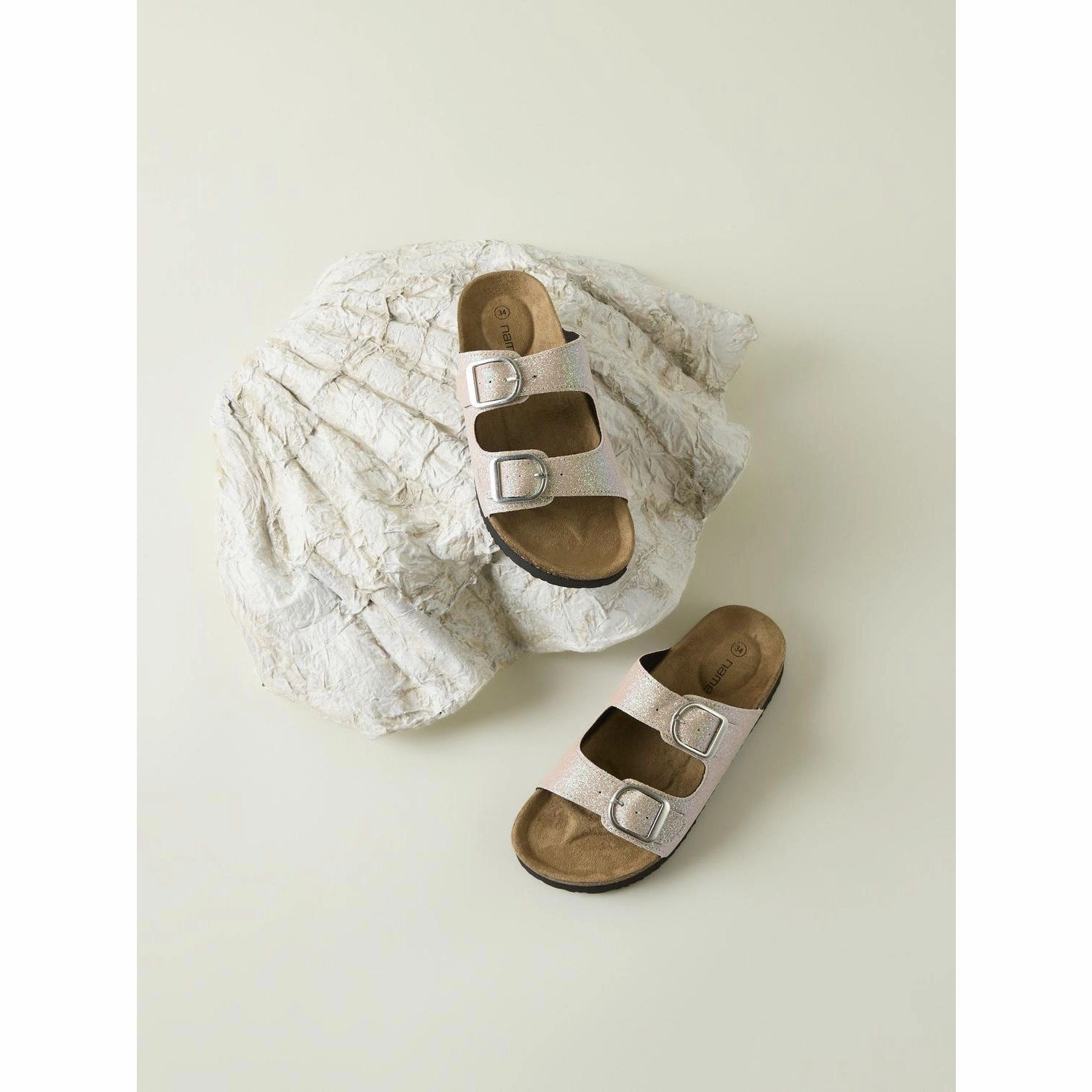 Effortless Sandal Fit Elastic Fit Name It Cloud Dancer Small Glitter Flora Sandal