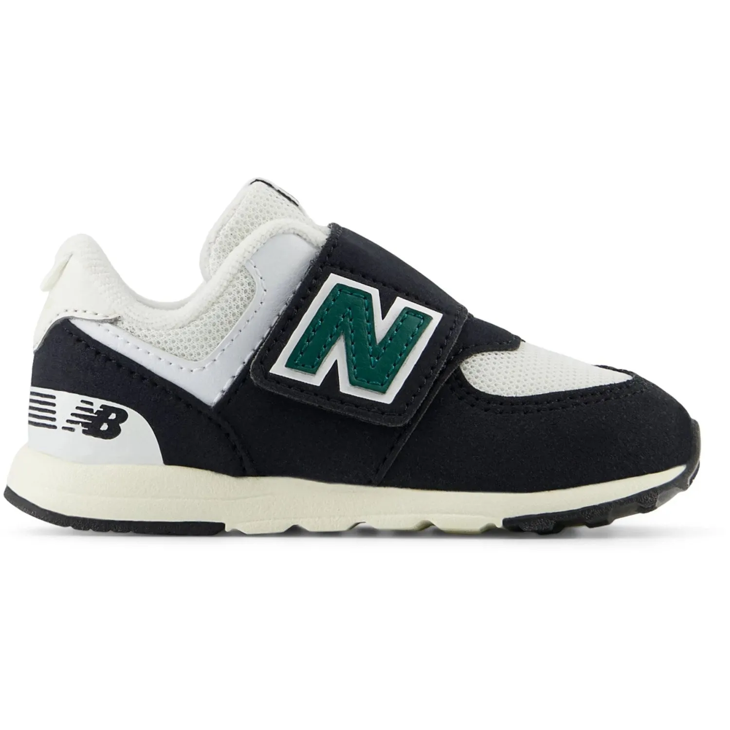 New Balance Black 574 Kids NEW-B Hook & Loop Sneakers Lightweight Grip