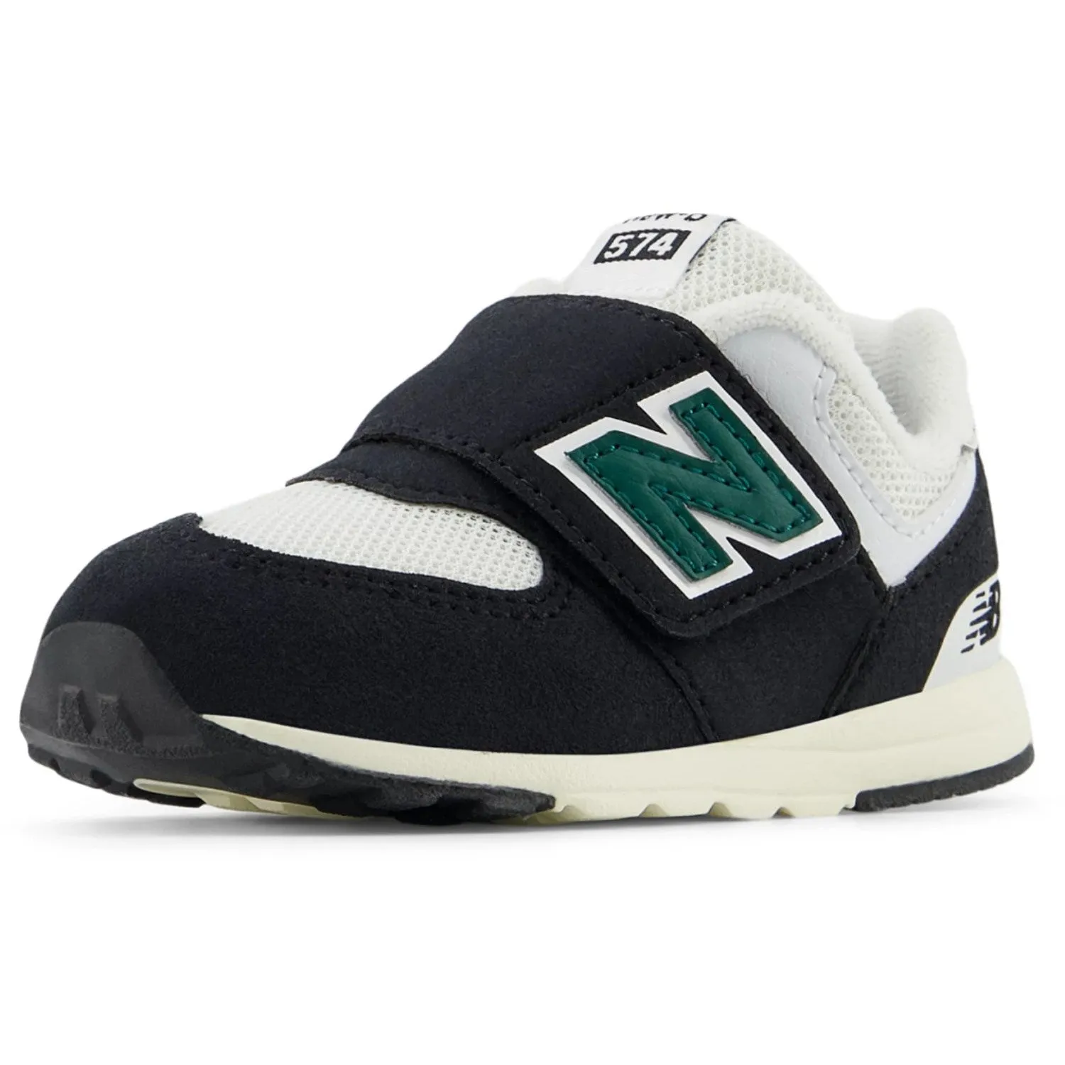 New Balance Black 574 Kids NEW-B Hook & Loop Sneakers Sports Driven Smooth Zone