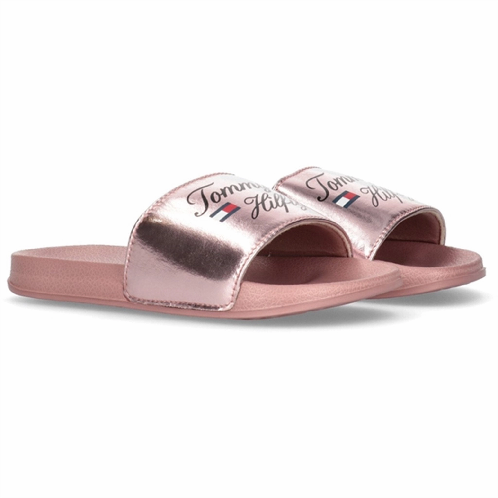 Park Friendly Trendy Footwear for Summer Tommy Hilfiger Logo Pool Slide Rose Gold