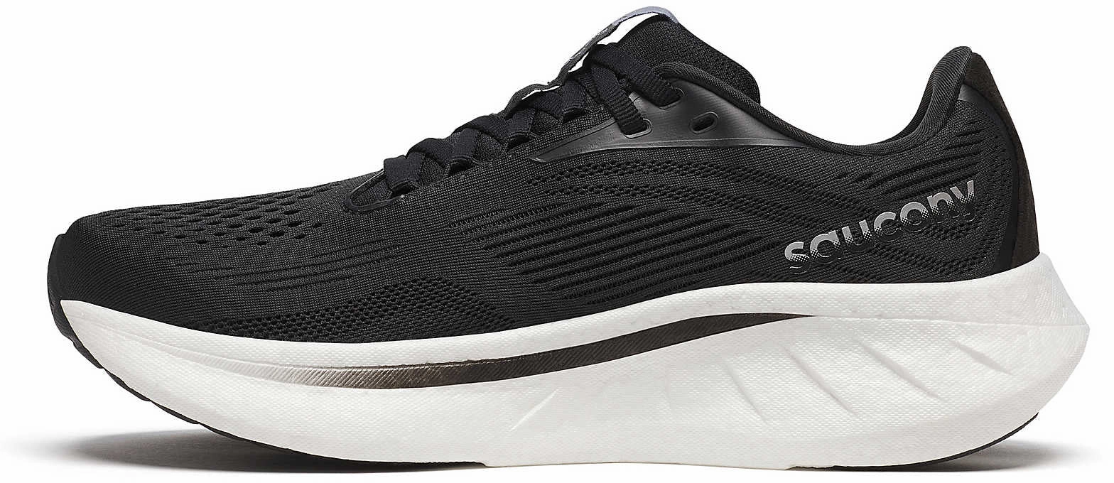 Shock   Absorbing Midsole Saucony Ride 18 WIDE FIT Womens Running Shoes - Black