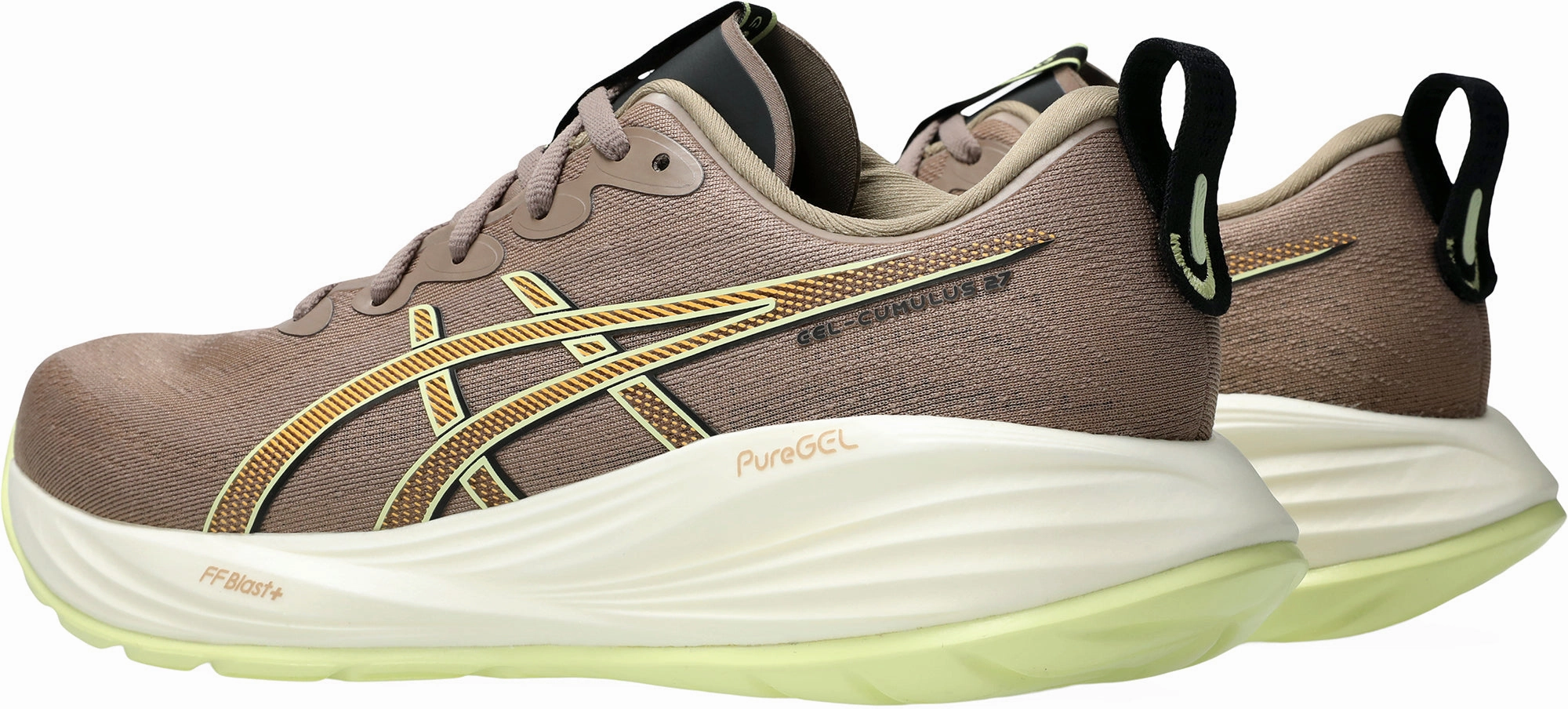 Shock Dissipating Heel Supportive Upper Asics Gel Cumulus 27 Mens Running Shoes - Brown