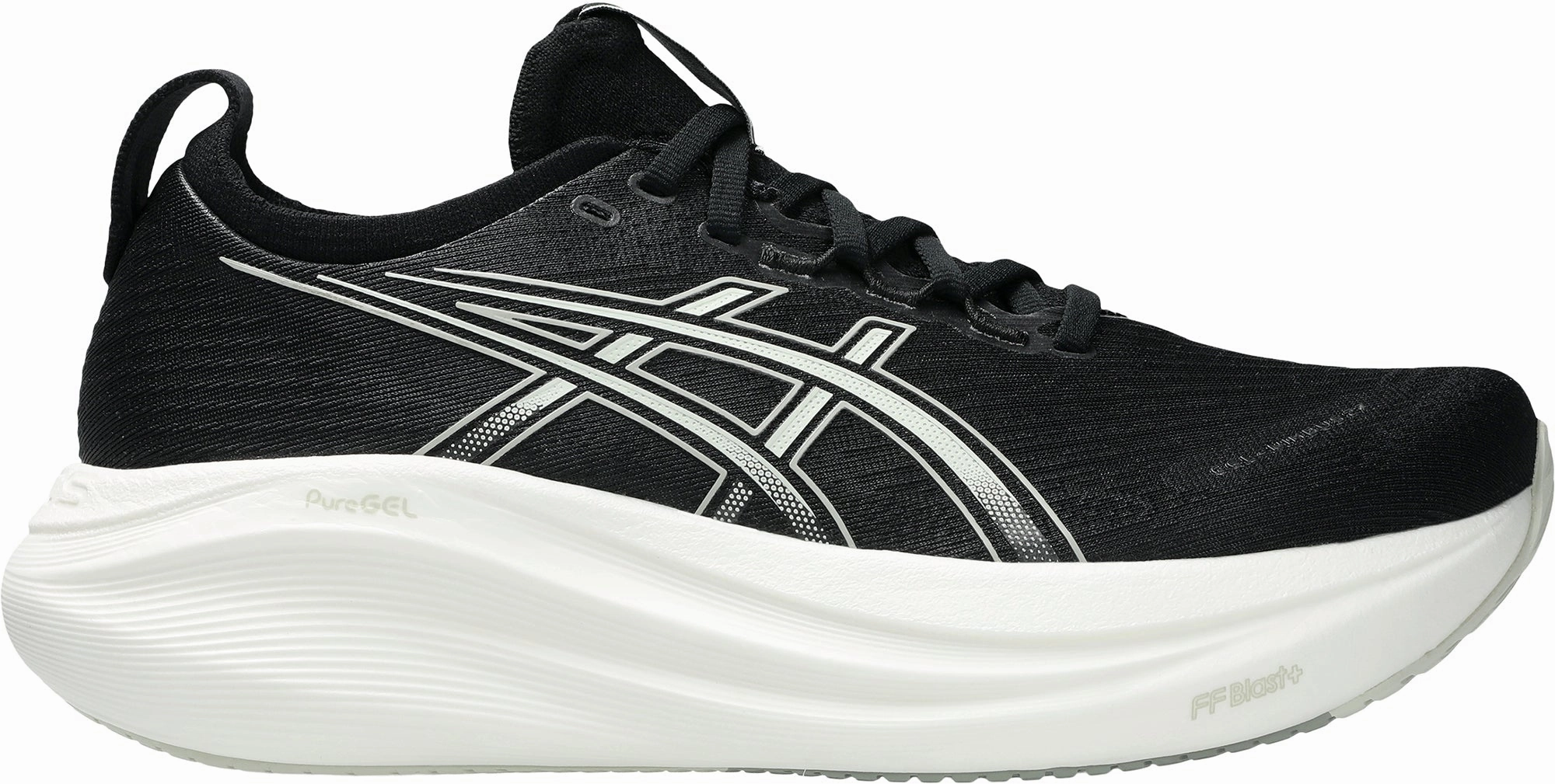 Asics Gel Nimbus 27 Womens Running Shoes - Black running with a Velcro closure