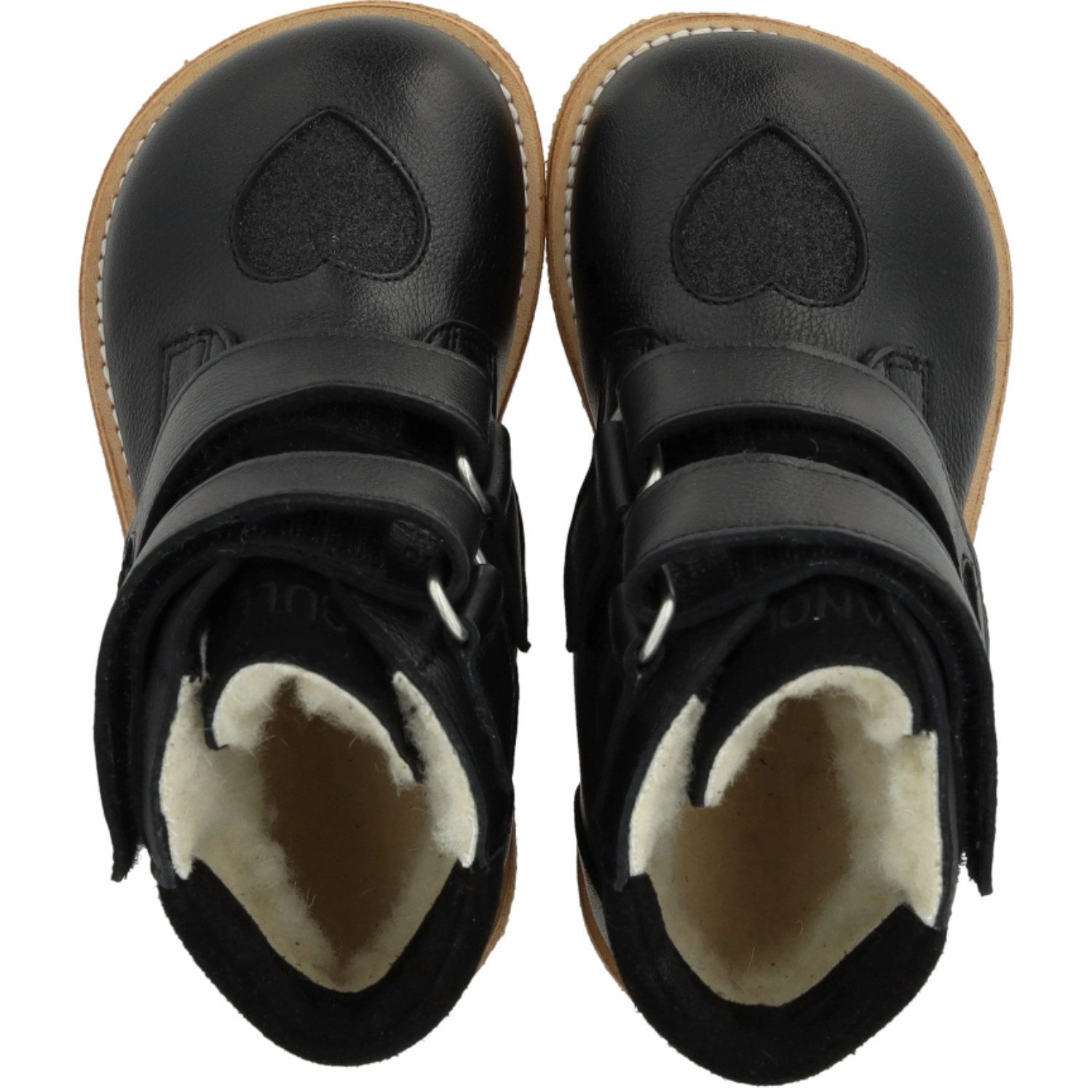 Angulus Black/Black Glitter TEX Boot with Sparkling Glitter Hearts Elastic Band