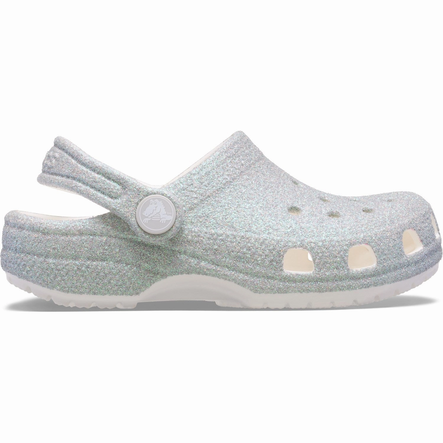 Comfy Wear Crocs White Classic Iridescent Glitter Gloc