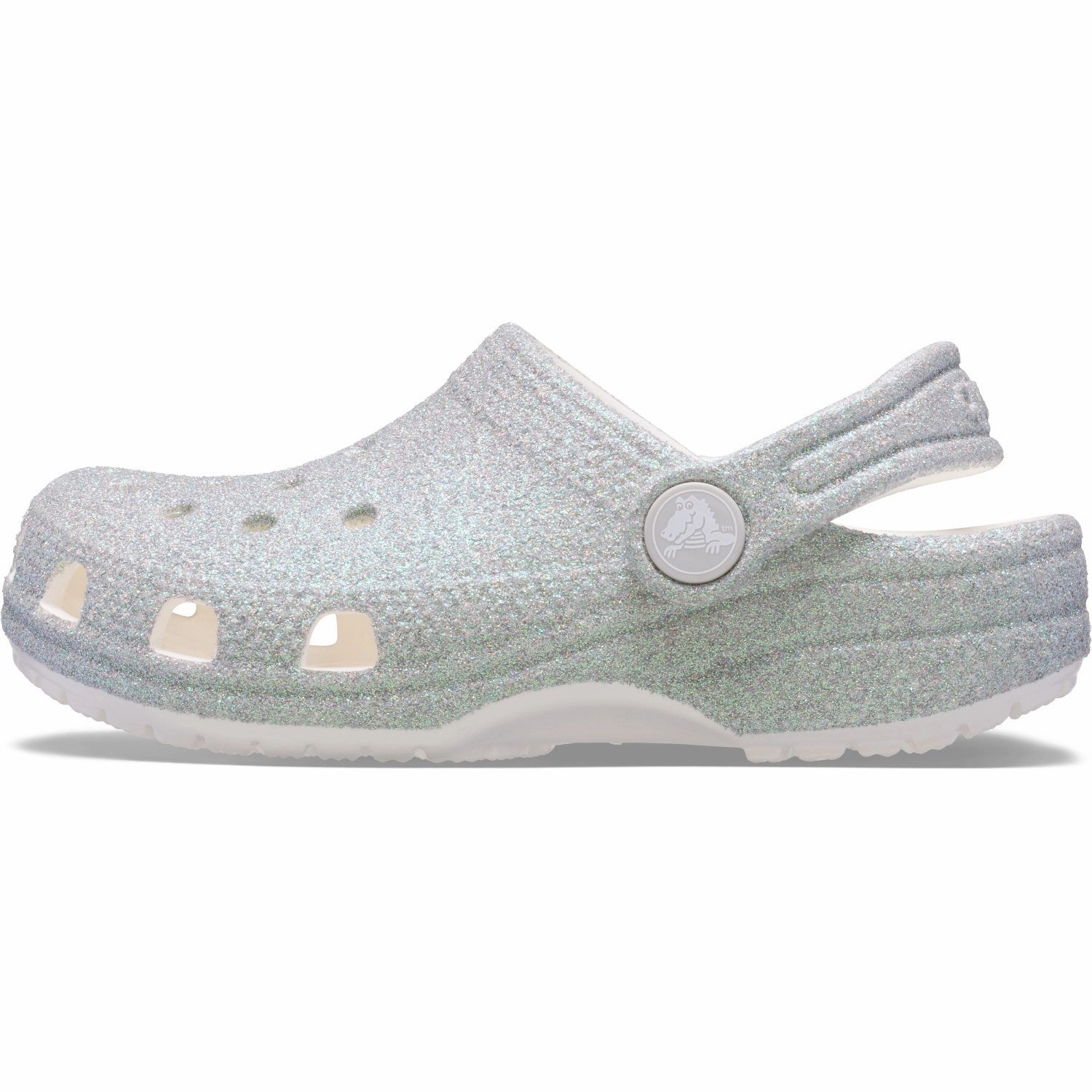 Ventilated Airflow Channels Sporty Design Crocs White Classic Iridescent Glitter Gloc