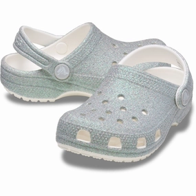 Flexible Soft Toe Free Crocs White Classic Iridescent Glitter Gloc