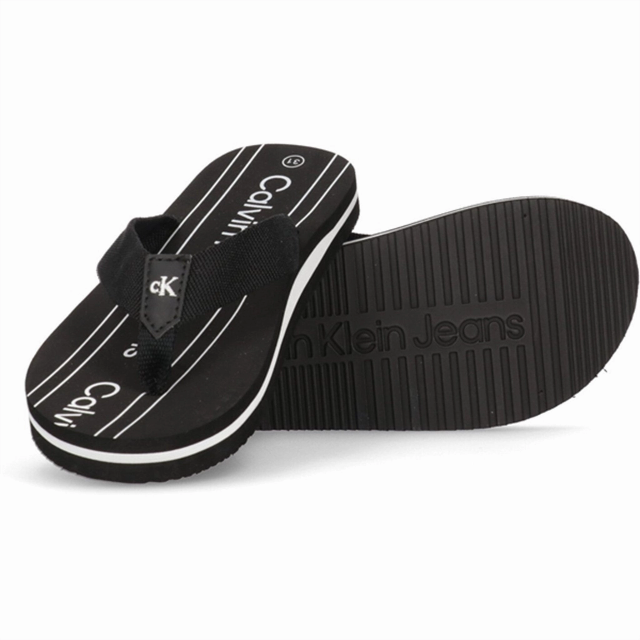 Open Frame Street Ready Calvin Klein Logo Flip Flop Black