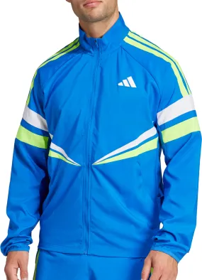 adidas Adizero Retro Mens Running Jacket - Blue Lightweight Padding Low Profile Fasteners
