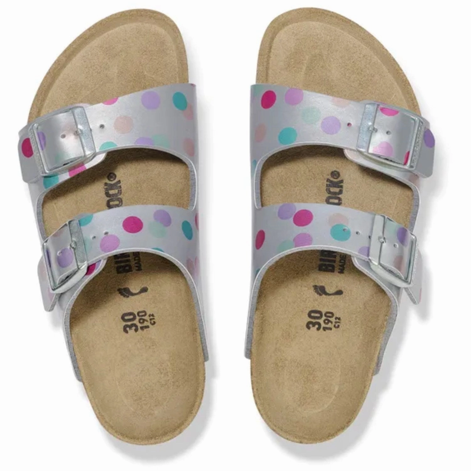 Birkenstock Arizona Kids BF Elec. Metal. Silver Dots Comfy Fit