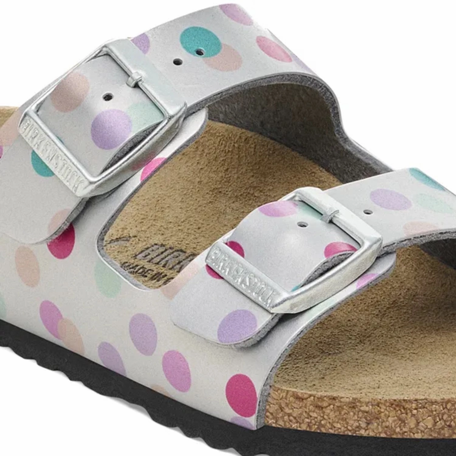 Birkenstock Arizona Kids BF Elec. Metal. Silver Dots energy returning Strap