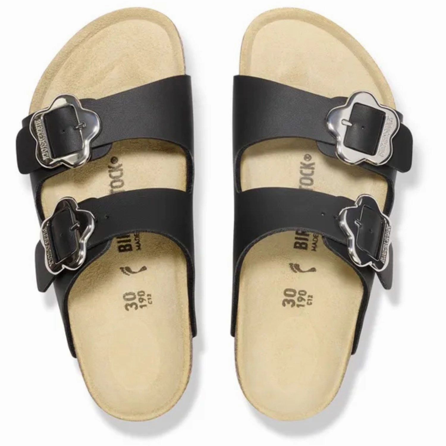 Adjustable Relax Step Birkenstock Arizona Kids Flower Buckle BF Black