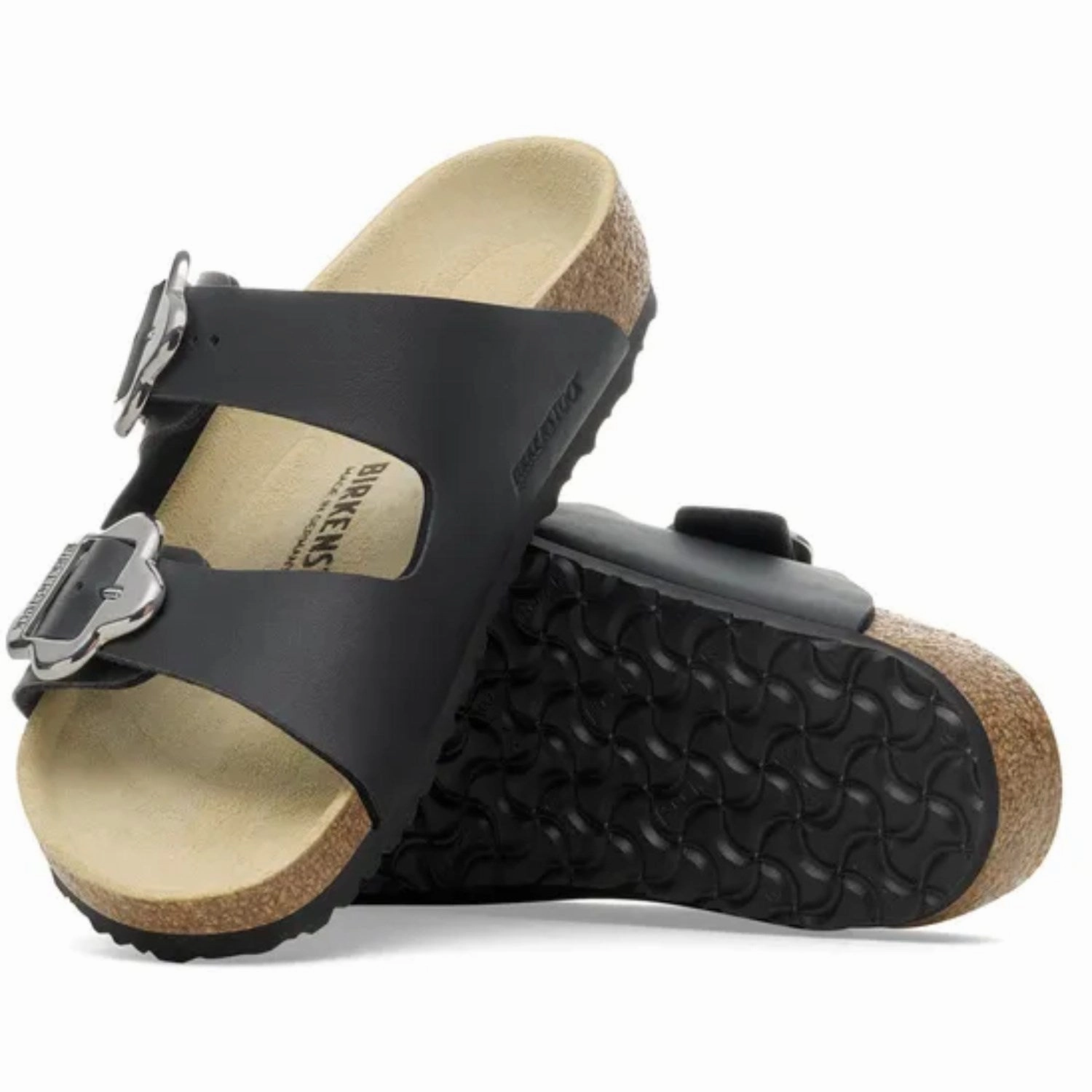 Birkenstock Arizona Kids Flower Buckle BF Black Loafer Style Cozy Sandals