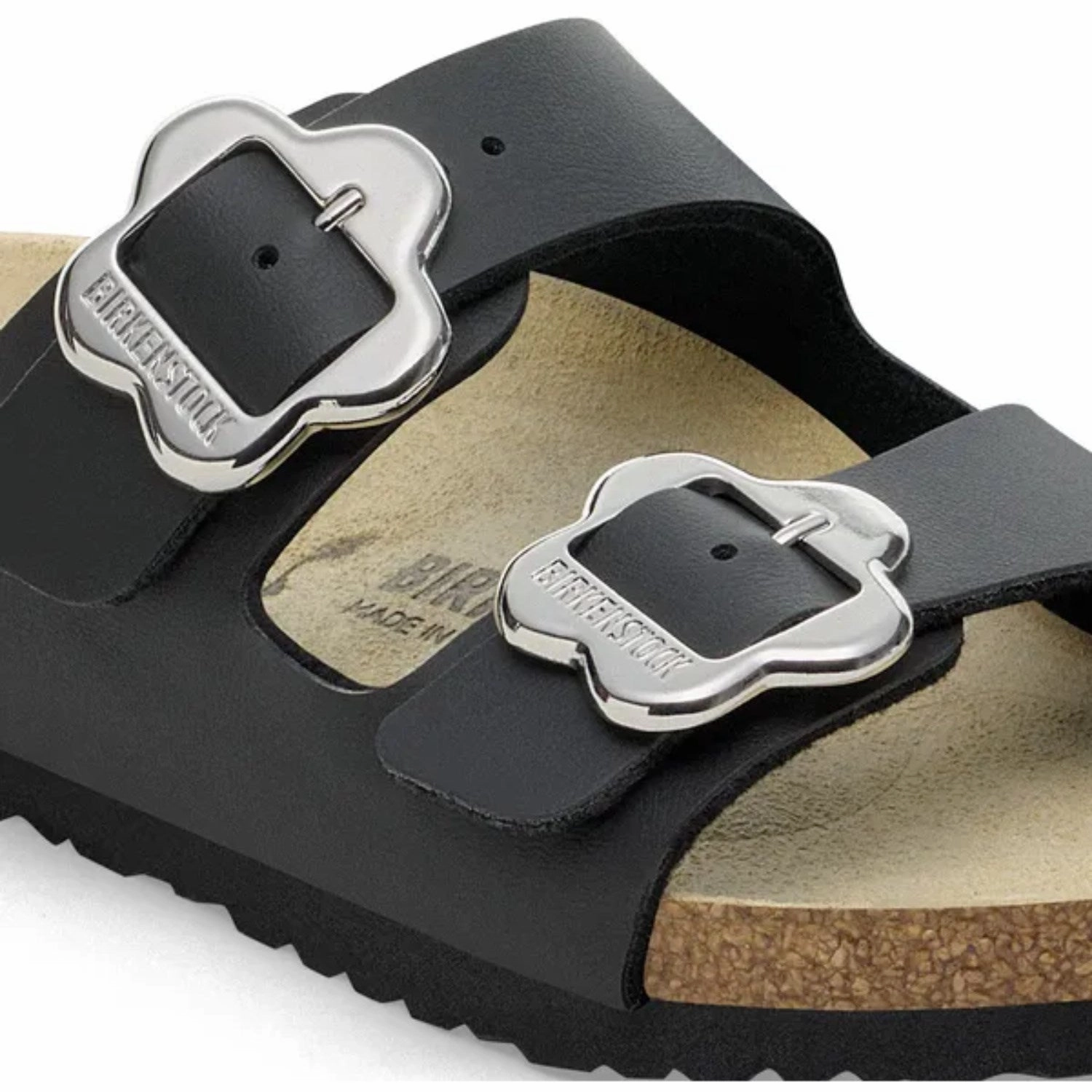 Comfy Relax Shoes Birkenstock Arizona Kids Flower Buckle BF Black