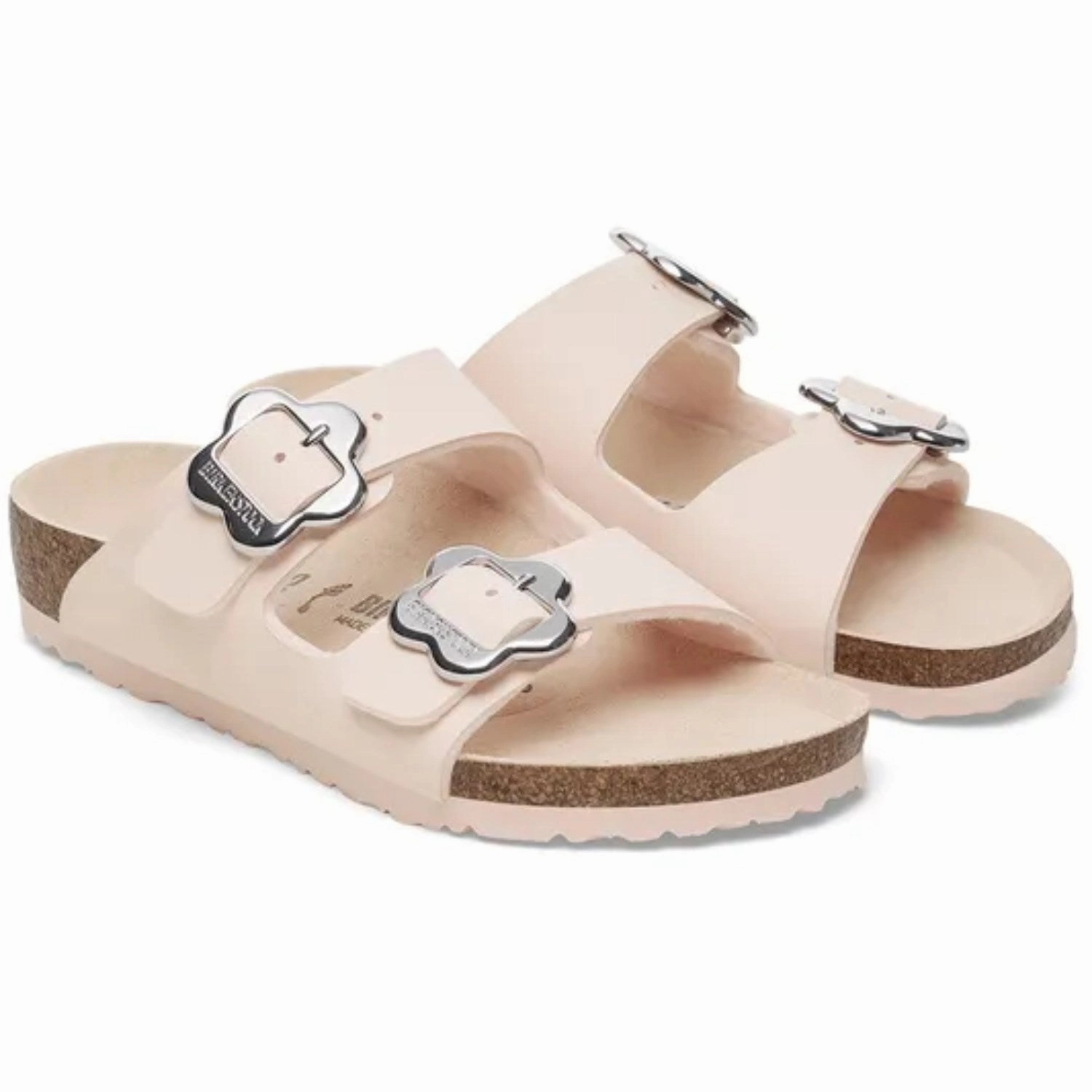 PU material Birkenstock Arizona Kids Flower Buckle BF Light Rose