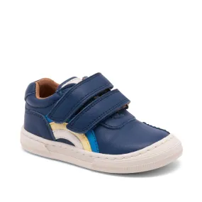 Bisgaard Deep Blue Rainbow Low Velcro Shoe Structured sole Adaptive Upper