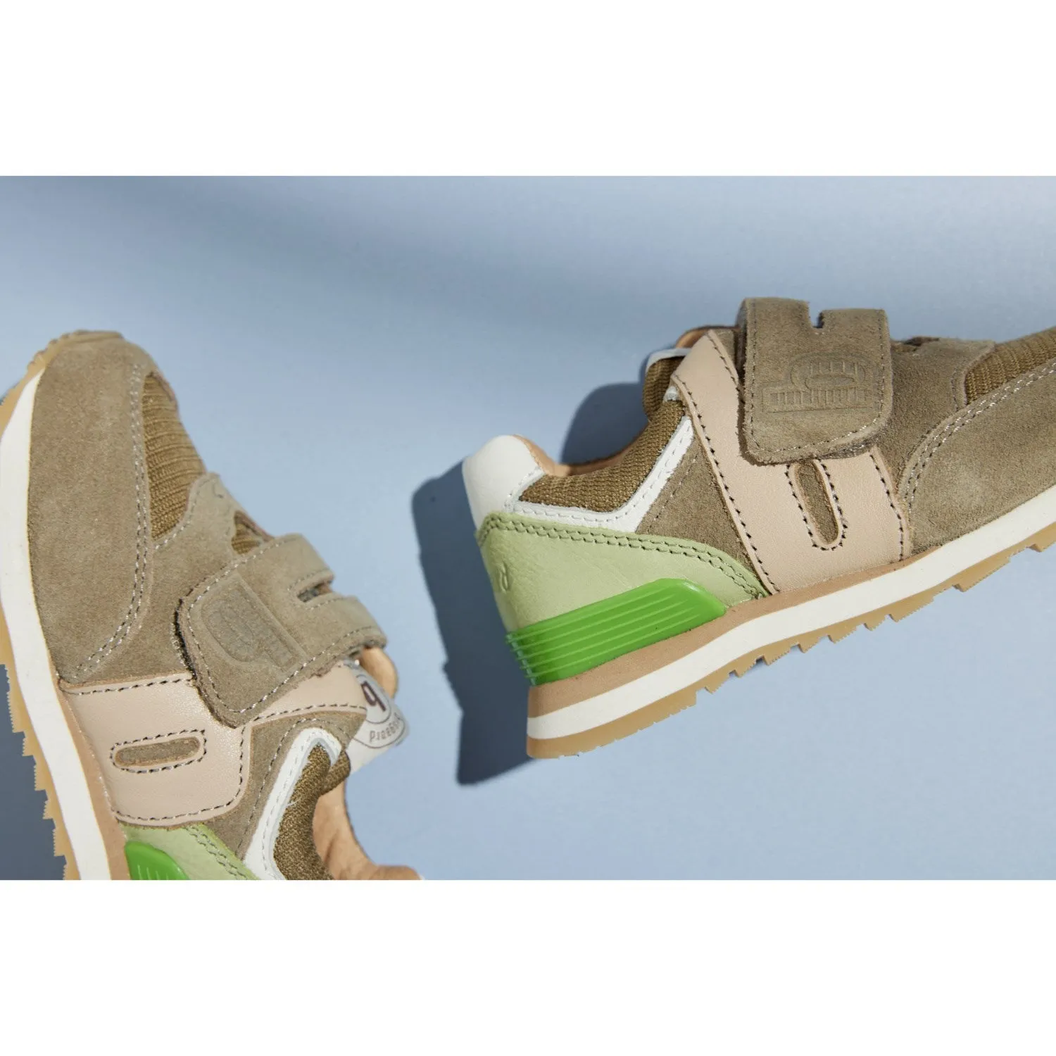 Bisgaard Khaki Winston Velcro Shoe Square Toe Torsion Rigidity