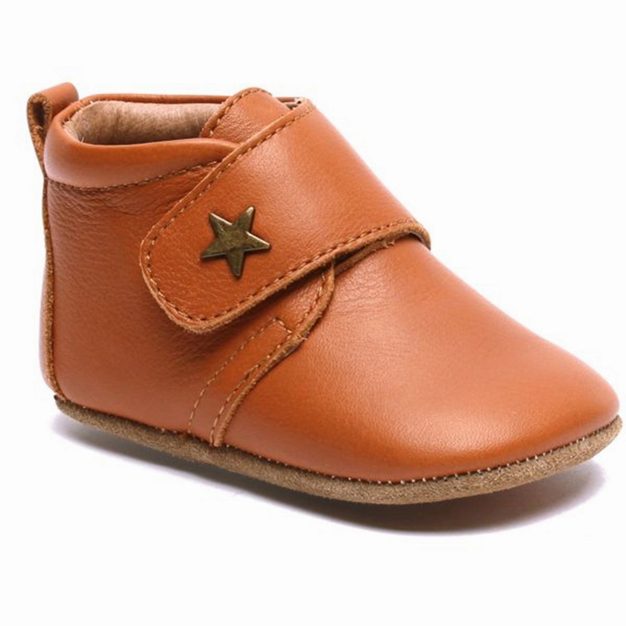 Bisgaard Indoor Shoes Velcro Star 12301 (cognac) Arch Cushioning Elastic Collar