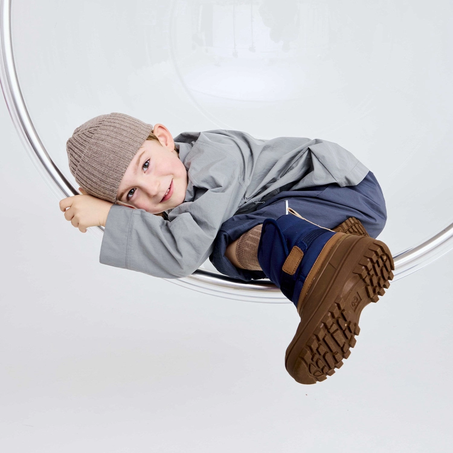 Bisgaard Navy Pacson Boot Textured Grip Pattern Utility Design