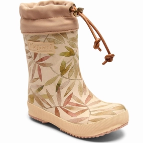 Cushioned Step Snowy Path Bisgaard Rubber Boots Thermo Beige Leaves