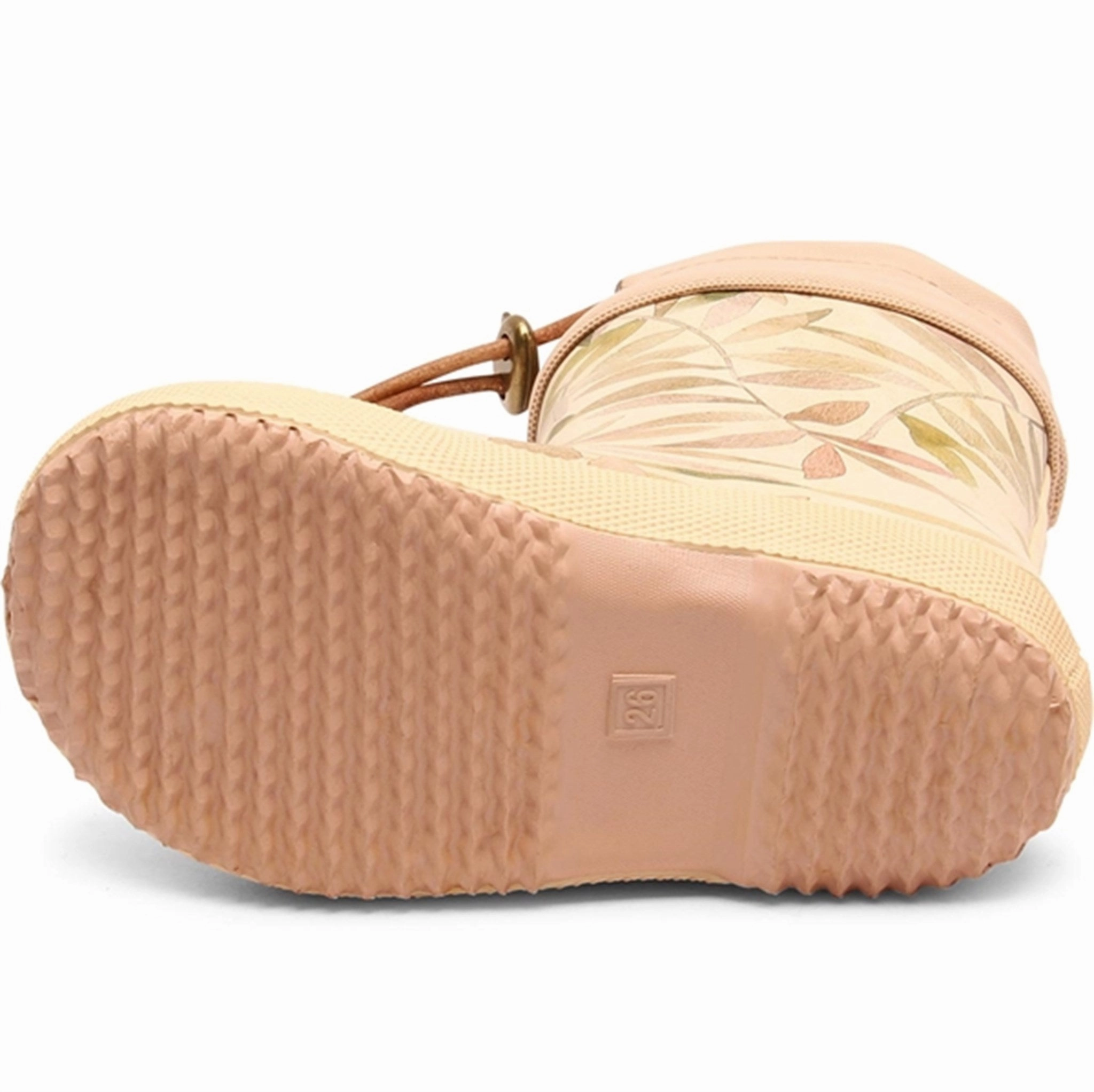 Bisgaard Rubber Boots Thermo Beige Leaves Warm Interior Comfort Wrap