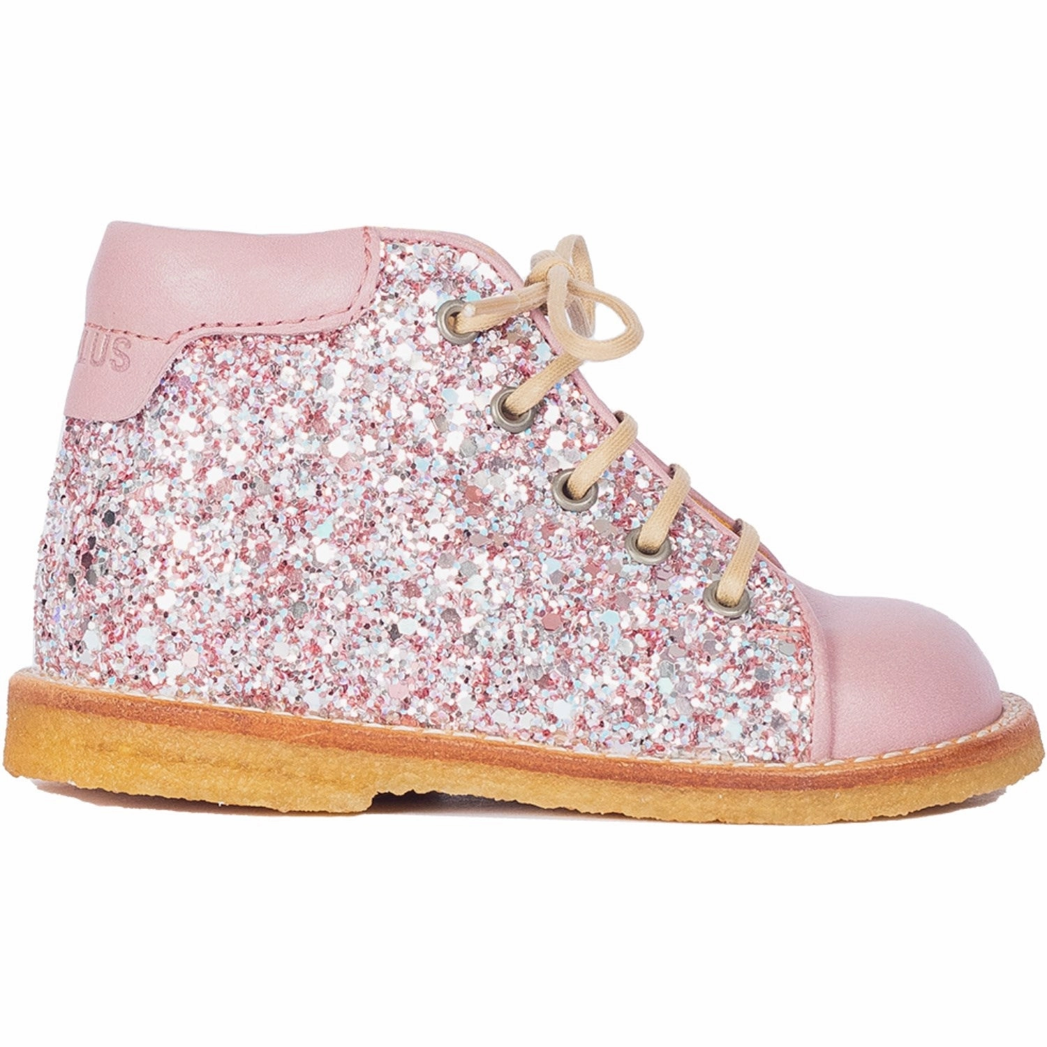 Angulus Mauve/Mauve Glitter Classic Beginner Lace Up With Sparkling Glitter Stretchable Upper Friend Out