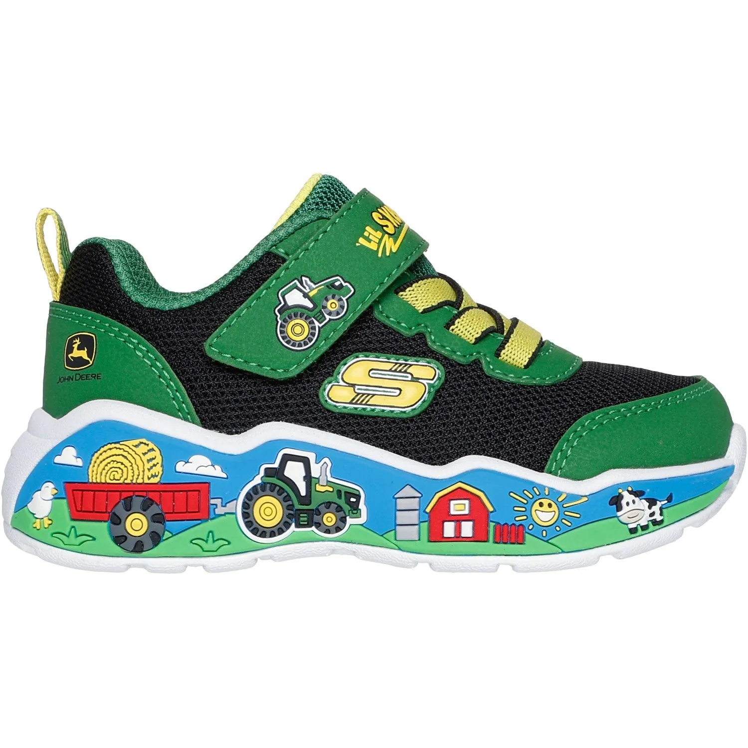 Skechers X John Deere: Play Scene-Barn-Squad Buddies Sneakers RaisedSole Sleek Shape