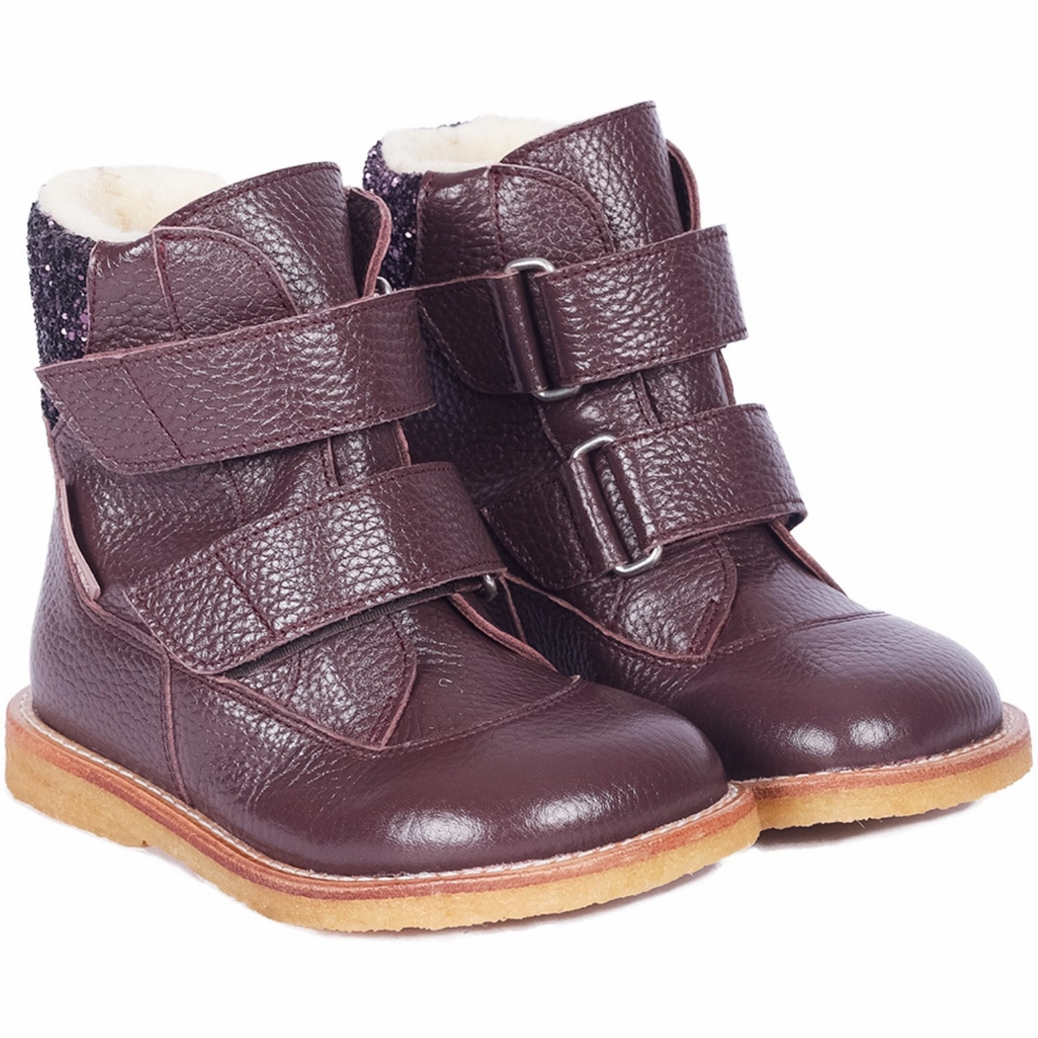 Angulus Dusty Aubergine/Aubergine Glitter TEX & Velcro Boot City Utility Durable Design