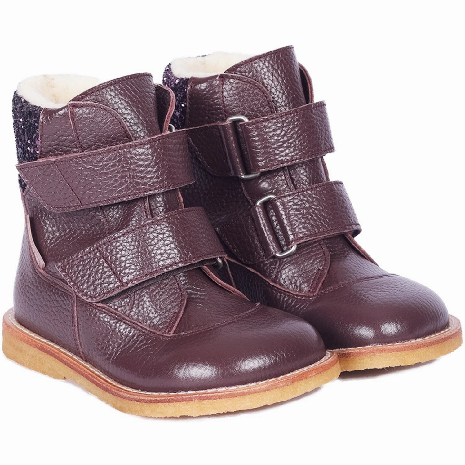 Angulus Dusty Aubergine/Aubergine Glitter TEX & Velcro Boot Soft Padding Flexible Frame Outdoor Explorer