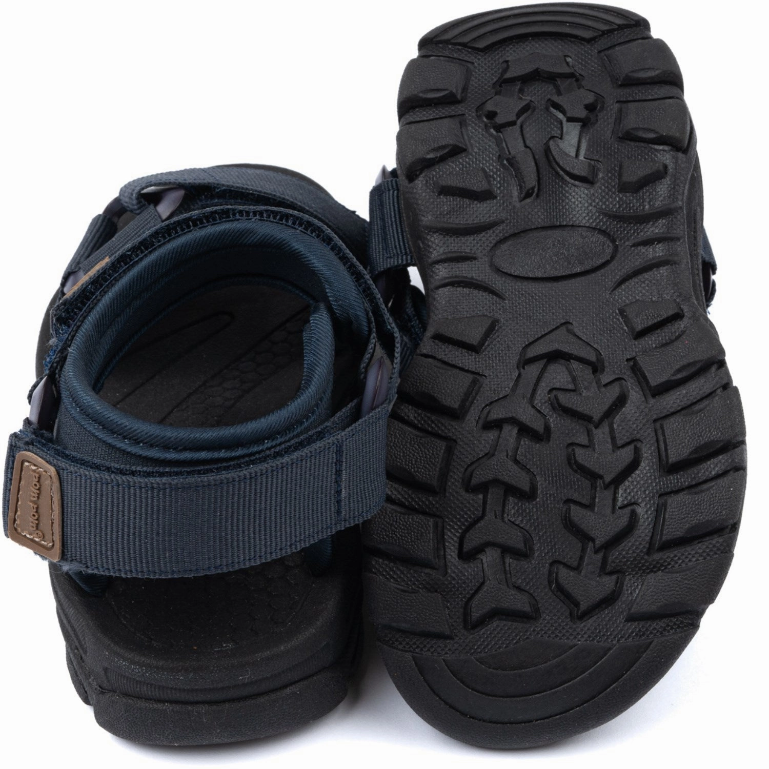 Pom Pom Navy Trecking Sandal Velcro No Fuss Fit Great Comfort