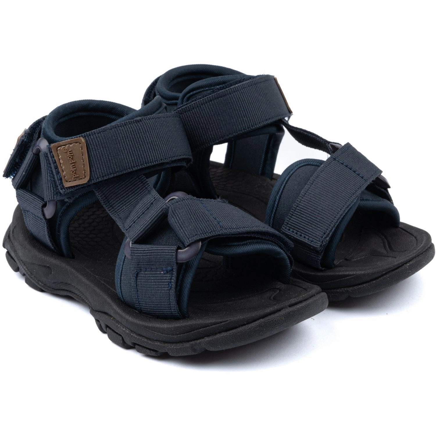 Pom Pom Navy Trecking Sandal Velcro Non Slip Sole