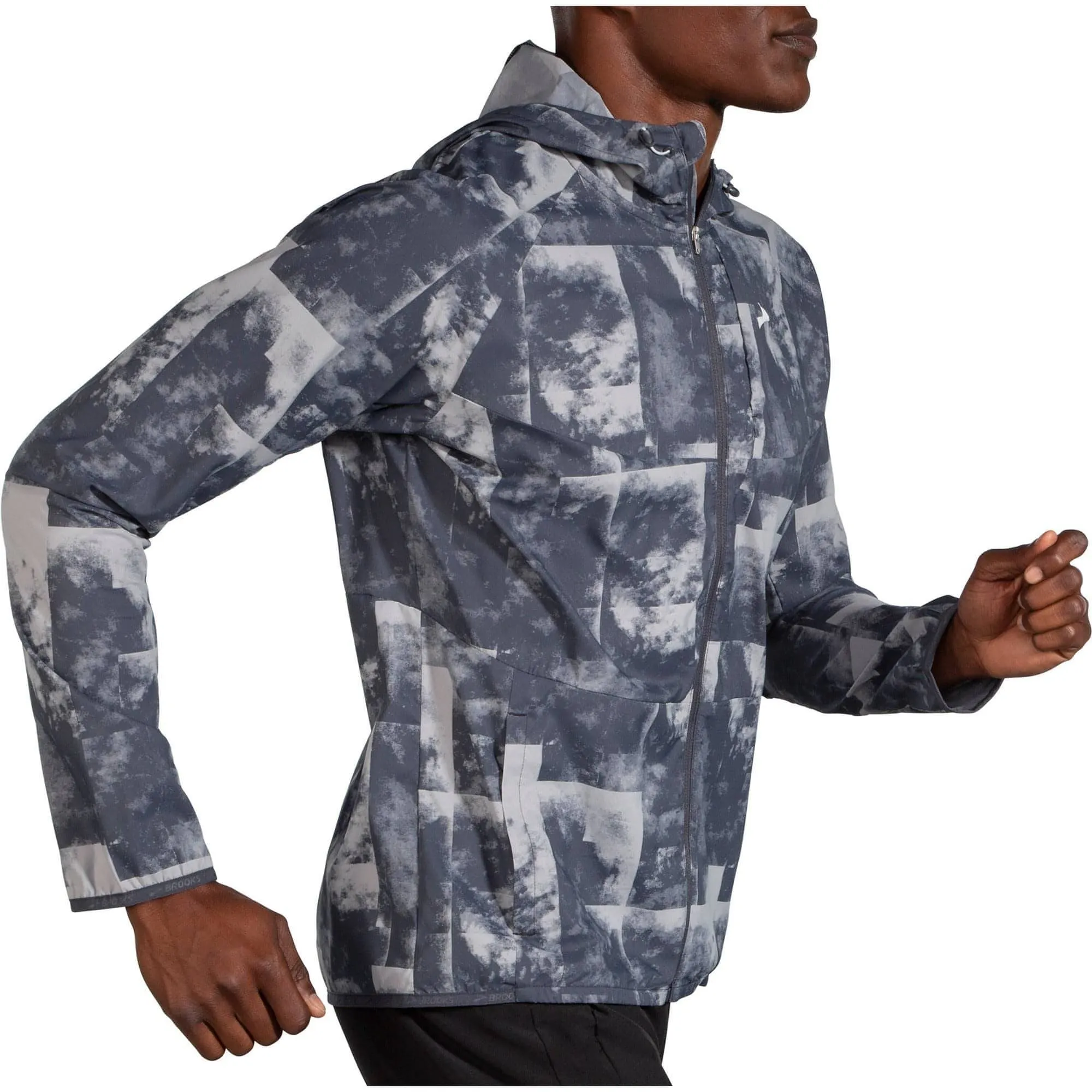 Stretch Fit Brooks Canopy Mens Running Jacket - Grey